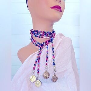 Vintage RARE Liz Claiborne Roman Coin Lariat Necklace